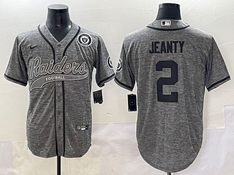 Men 2025 Oakland Raiders 2 Jeanty Grey Joint Name Nike Limited NFL Jersey style 8